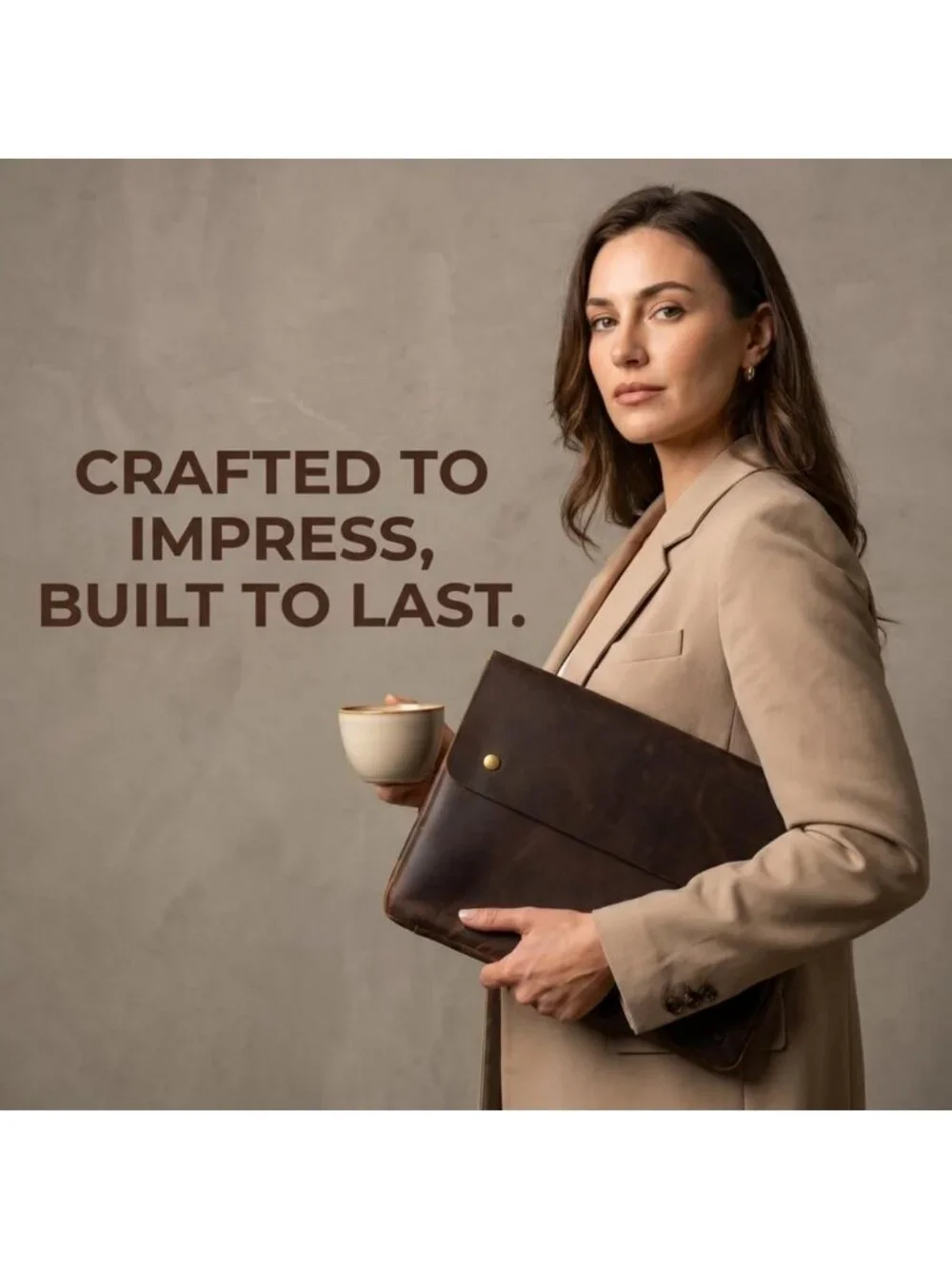 Full-Grain Leather Laptop Folder | Stylish Document Case for Professionals